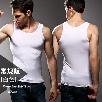 3pcs Aukštos kokybės vyriški modalinis vientisos spalvos apatiniai drabužiai prigludę vest lycra didelio elastingumo plačiai peties undershirts