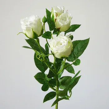 4 Vadovai, Dirbtinės Gėlės Ilgas Stiebas Vestuvių Dekoravimas Šilko Išaugo Padirbtų Gėlės Plastiko Šakos su Lapais Home Hotel Dekoras