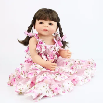 55cm Full Silikono Reborn Baby Doll Žaislas Mergina Vinilo Naujagimių Saldus Princesė Kūdikiams Bebe Gyvas Lydintis Žaislas Gimtadienio Dovana