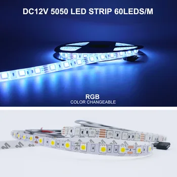 5M 600LED DC12V LED Juostos SMD 5050 RGB RGBW RGBWW Lanksti led šviesos Juostelės juosta 60LEDs/m,120LEDs/m balta,šiltai balta