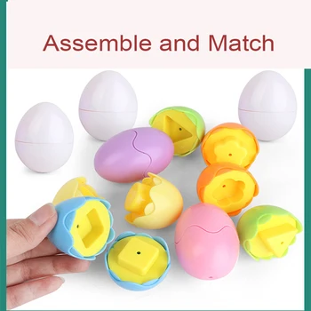 6pcs Atitikimo Kiaušiniai Nustatyti Spalvą & Formos Rūšiavimo Recoginition Kiaušinių Įspūdį Velykų Bingo Žaidimas Dovana Vaikams Baby Smart Kiaušinių Žaislai