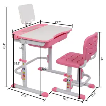 70CM Kėlimo Stalas Gali Pakreipti Vaikų Mokymosi Reguliuojamas Stalas Ir Kėdė Pilka Rinkinys (Skaityti Stovėti Be Stalo Lempa)