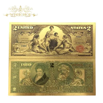 7pcs/daug Naujų Produktų 1896 Serija Amerikoje Aukso Banknotų USD 1 2 5 Dolerio Banknotų 24k Aukso Netikrą Popierinių Pinigų Kolekcija