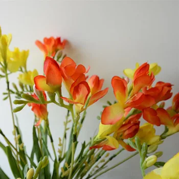 7pcs Šilko Orchidėja, Frezija Dirbtinės Gėlės Sode Netikrą Vaza Gėlių Kalėdų Vestuves Apdailos, 60cm Ilgio Augalai