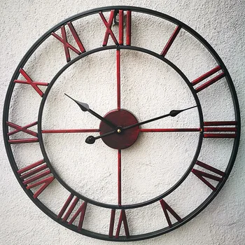 80CM Šiaurės Europa Trumpai Kūrybos Sieninis laikrodis Romėniškais skaitmenimis retro Geležies Laikrodžiai, Antikvariniai Klok Vestuvių papuošalai Sieniniai laikrodžiai