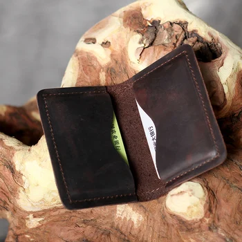 AETOO Galvos karvės odos Mini Card pack Retro, rankų darbo odinis Praktiškai Klasikinis Piniginės