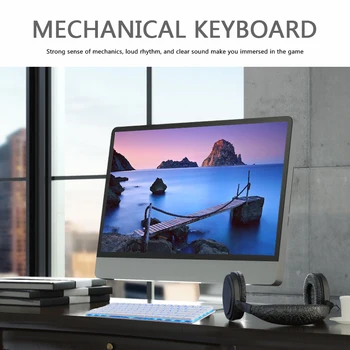 AK33 Mechaninė Žaidimų Klaviatūra, Juoda / Mėlyna Jungiklis 82 Klavišus Wired Keyboard PC Žaidimai Ergonomiškas Kietas LED Apšvietimu Dizainas
