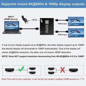 ANPWOO HDCP2.2 Krekingo Dekoderis HDMI suderinamus 2.0 Platintojas 1-2 Iš 4K60 Zoom Scaler Ultra HD Palaiko Garso HDCP Versija