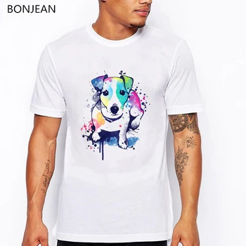 Akvarelė Džeko raselo terjerų gyvūnų spausdinti marškinėliai vyrams harajuku marškinėliai Šunų Mėgėjams juokinga marškinėlius vyrų t-shirt camisetas hombre