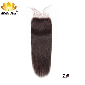 Aliafee Plaukų Natūralią Spalvą/#2/#4/#27/#99/#Bordo 4*4 Nėrinių Uždarymo Brazilijos Tiesūs Plaukai 130% Tankis Remy Human Hair 8