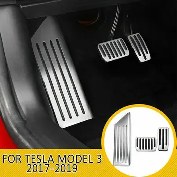 Aliuminio lydinys Pedalu Už Tesla Model 3 2016 - 2019 Akceleratoriaus Dujų Kuro Stabdžių Pedalą Poilsio Pedalą, Pagalvėlės, Kilimėliai Padengti Automobilio Stiliaus