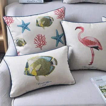 Amerikos jūros Dumblių Žvaigždė pagalvę žuvų pagalvėlių, Lino pagalvėlės juosmens mesti pagalvės namų dekoro sofos pagalvėlės