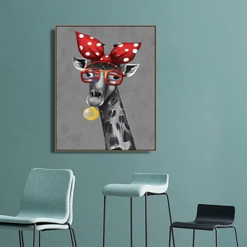 Animacinių filmų Žirafa Gyvūninės Šiaurės Plakatas Drobės Tapybos Namų Puošybai Sienos Menas Sienos Nuotraukas Postesrs Gyvenimo Kambario, Miegamasis