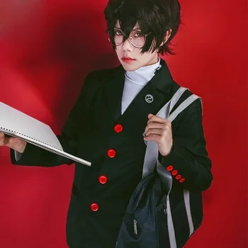 Anime Cosplay Persona 5 Cosplay Kostiumų Akira Kurusu Ren Amamiya Mokyklos Vienodi Unisex Kailis Marškinėliai, Kelnės, Pilnas komplektas