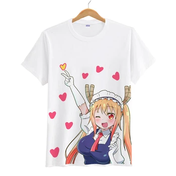 Anime Kobayashi-san Chi Ne Tarnaitė Dragon Marškinėlius Tarnaitė Kanna Kamui Toru T-shirts Cosplay T Marškiniai Vyrams, Moterims trumpomis Rankovėmis, Trišakiai Viršūnės
