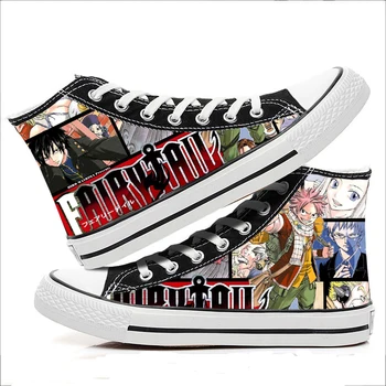 Anime cartoon mados studentams aukštos padėti Fairy Tail cosplay cos batai drobė batai atsitiktinis patogiai vyrus ir moteris