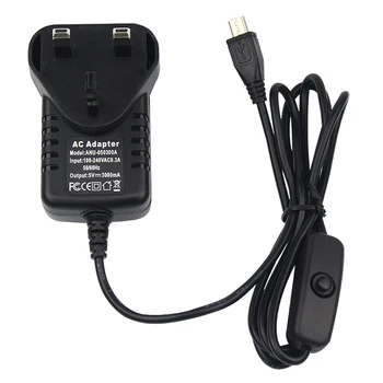 Aokin 5V 3A Maitinimo Įkroviklis AC Adapteris, Micro USB Laidas su Įjungimo/Išjungimo Jungiklį ES MUS UK AS Kištukas Aviečių Pi 3 bananų