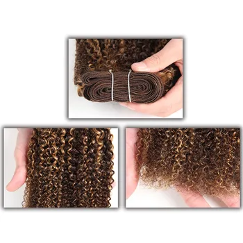 Aptakus Afro Keistą Pynimo Garbanotais Plaukais 1 Vnt Ombre Mongolų Žmogaus Plaukų Pynimas Ryšulių Spręsti #P4/27 #F4/30# P4/30 Remy Hair Extension
