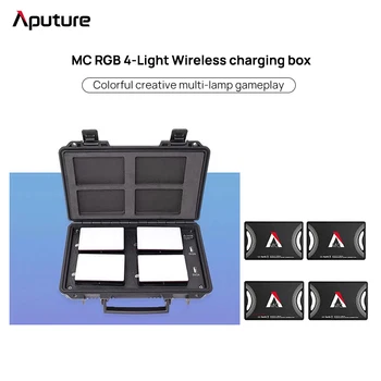 Aputure AL MC 4 Šviesos Travel Kit RGB Filmas Šviesos HSI CC TFull Spalva 3200K-6500K LED Šviesos su Nešiojamų belaidžio įkrovimo dėžutę