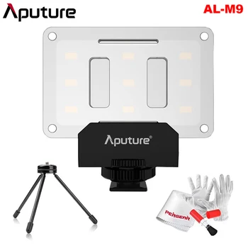 Aputure Amaran AL-M9 CRI95+ Mini LED Vaizdo Šviesos-Fotoaparatas Užpildyti Šviesos su Mini Trikojo Šviesos Stende ir Pergear Valymo Rinkinys