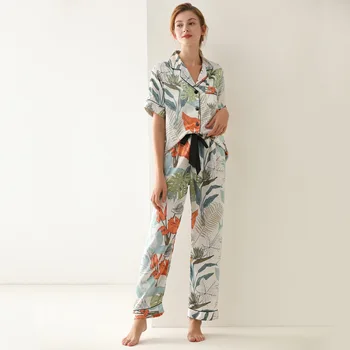 Asmenybės Diržas Moterų Pižama Nustatyti Pavasarį Pižamą Modeliavimas Trumpas Rankovės Kelnės V-Kaklo Homewear Seksualių Moterų Miego Lounge