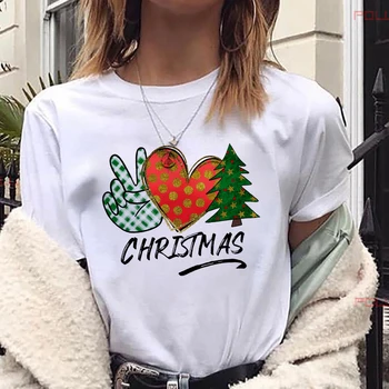 Atsitiktinis Kalėdų Tumblr Grafinis Marškinėliai Moteriška Tees Viršūnes Camisa Spausdinti Marškinėliai Maycaur Taikos, Meilės, Kalėdų Žiburiai Moterys T-Shirt