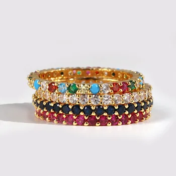 Aukščiausios Kokybės Klasikinio derinio spalvų Kubinis Cirkonis Vestuvių Žiedą, Moterims, sidabro spalvos, Aukso Spalvos 