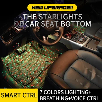 Automobilio LED Star Nakties Žiburiai Automobilio RGB Interjero, Aplinkos Šviesos USB Dekoratyvinis Apšvietimas Belaidžio Nuotolinio Muzikos Valdymo Automobilių Koja Šviesos