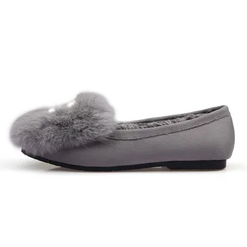 BEYARNEPlush FurShoes Ponios Butai Triušio Plaukų Furry FlatsWomens LoafersWarm Minkštas BottomedMoccasins Žiemos Batai, Kailio Espadrilles