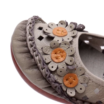 BEYARNEsummer rankų darbo gėlių moterų batai natūralios odos sandalai moteriška mokasinai mokasīni, minkštas padas laisvalaikio bateliai flatsE870