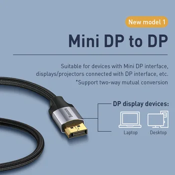 Baseus Mini DP, kad DP Kabelis 4K Vyrų Vyrų Laidas DisplayPort į Mini Display Port Cable Adapter for PC HDTV Viedo Skaitmeninis Kabelis