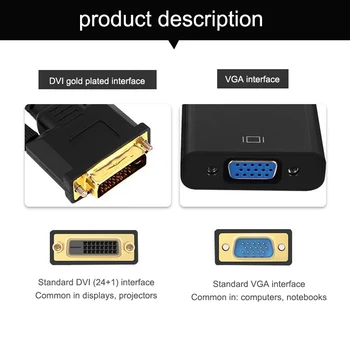 Basix DVI Male VGA Female Video Converter Adapteris DVI 24+1 25 Pin DVI-D-VGA Adapterio Kabelis TV PS3, PS4 KOMPIUTERIO Ekranas