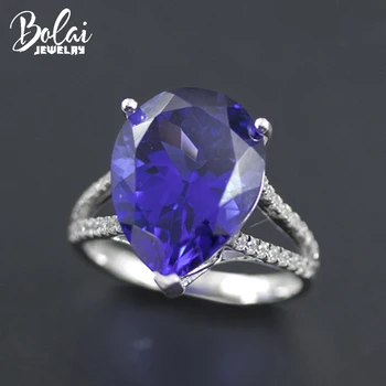 Bolai prabanga 10.7 ct tanzanite žiedas 925 sterling silver blue sukurta brangakmenio bauda papuošalai moterims, vestuvių, sužadėtuvių gimtadienis