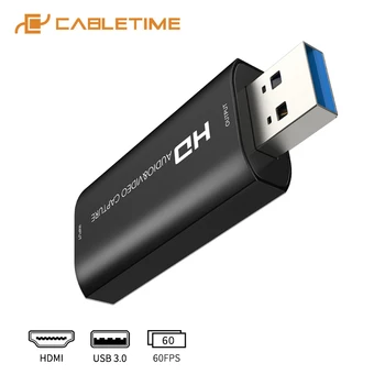 CABLETIME USB 3.0 HDMI Užfiksuoti Kortelė, USB 1080P Filmavimo Live Transliacijos Kamera Žaidimas Įrašymo Jungiklis HDMI Užfiksuoti C371