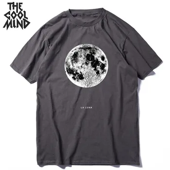COOLMIND grynos medvilnės streetwear mėnulis spausdinti vyrų marškinėliai atsitiktinis luna laisvi vyrai marškinėlius, o-kaklo t-shirt vyrai vyrai tee marškinėliai viršūnes.