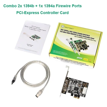 Combo 2x1394B+1x1394A Prievadai Firewire PCI-Express Controler Kortelės/TI XIO2213B Chipset su Žemo Profilio Laikiklis, skirtas Duomenų Perdavimo