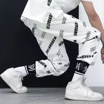 Cool Mados Blokuoti Kratinys Harajuku Poilsiu Vyrų Hip-Hop Haremas Pants Vyriškos Laisvalaikio Streetwear Grobis Track Kelnės Mens Sweatpants