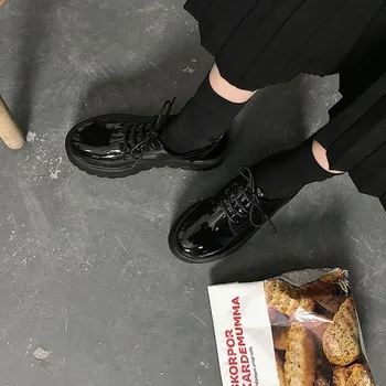 Cresfimix zapatos de mujer moterų mielas aukštos kokybės black pu oda atspari vandeniui platforma batai paauglys atsitiktinis anti-slydimo batų