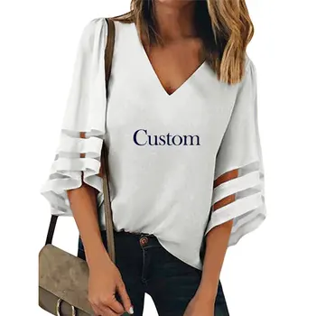 Custom Print Šifono Blousa Moterų Negabaritinių Atogrąžų Blusas Mujer De Moda Plius Dydis Feminina Moteris Viršūnes Estetinės Laisvi Marškinėliai