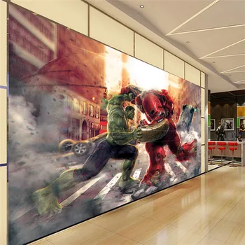Custom animacinių filmų 3D Marvel Herojus Lygos Anime Hulk Freskos Miegamojo Tapetai Geležinis Žmogus Tapetai Viešbutis Temą langelį Dekoratyvinis dažymas