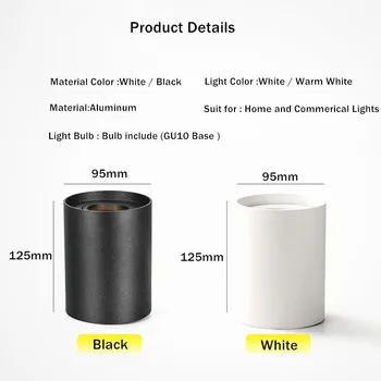 [DBF]Kampas Reguliuojamas LED paviršinės Montuotės Downlight 5W/7W Juodas/Baltas Korpusas+Keičiamų GU10 Lemputė LED Lubų Vietoje Šviesos Dekoras
