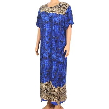 Dashikiage Naują Atvykimo Mados Vasaros Afrikos Suknelės Moterims Gėlių Spausdinti Mėlyna Grynos Medvilnės Trumpomis Rankovėmis Maxi Suknelė Moterims