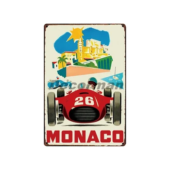 [ DecorMan ] Budapeštas Monako automobilių Lenktynių Metalo Ženklai Užsakymą didmeninė Freskos Sienos Plakatas Paveikslų Bar PUB Dekoro DD-1694