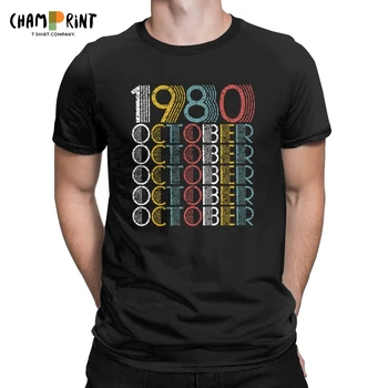 Derliaus 1980 m. spalio Marškinėliai Vyrams 40 Metų 40 Gimtadienio Dovana Vintage Marškinėliai trumpomis Rankovėmis Marškinėlius Dovanų Idėjos Drabužių