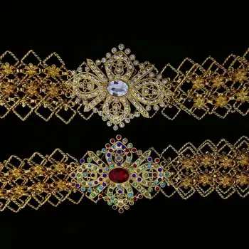 Derliaus Enthnic Moterų Kristalų Kūno grandinės Aukso Metalo Tuščiaviduriai Iš Gėlių Pilvo Šokio Juosmens Grandines Indijos Šaliai Arabų Afganistano Papuošalai