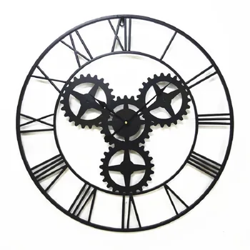 Didelis 70cm Amerikos juodas antikvarinis sieninis laikrodis Geležies senovinių įrankių juostoje kavos namai laikrodžiai sienos, namų dekoro didelis sieninis laikrodis