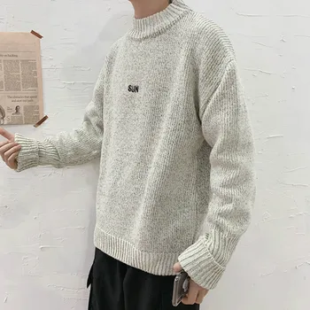 Didelis Dydis Vyrų Megztinis Korėjos Drabužių, Negabaritinių Visų Rungtynių Mens Megztiniai Megztinis Megztas Streetwear Patogus Aukštosios Mados Minkštas