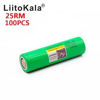 Didmeninė 100vnt LiitoKala 18650 2500mah INR1865025R 20A išleidimo ličio baterijos Didelės galios išleidimo Baterijos 18650 2500 25R