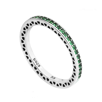 Didmeninė 925 Sterlingas Sidabro Žiedas Šviesus Mėtų Emalio Green Crystal Spinduliavimo Širdis Vestuviniai Žiedai, Moterų Papuošalai Nemokamas Pristatymas