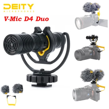 Dievybė V-Mic D4 Duo Dual Kapsulė Mikrofonui Galvos Dual Cardioid Mic TRS 3.5 MM Vlog Vaizdo Studija DSLR Fotoaparatas išmaniųjų telefonų